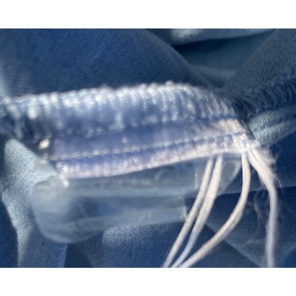 Demin Sleeveless Light Blue Jumpsuit With Adjustable Waist Tie & Wide Legs M - Picture 6 of 11